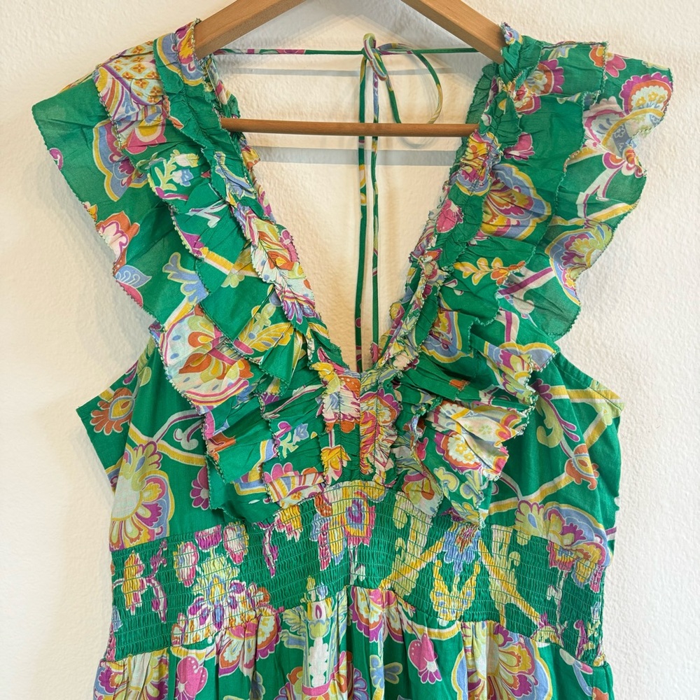 Caroline Constas Floral Tiered Maxi Dress 100% Cotton - Picture 3 of 14
